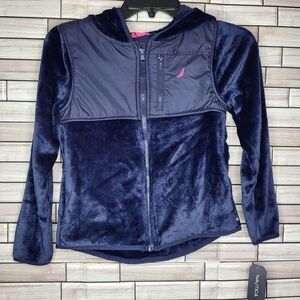 New Nautica Girls Medium 8/10 Hoodie Navy Blue‎ Long Sleeve Zip Up Valour Jacket